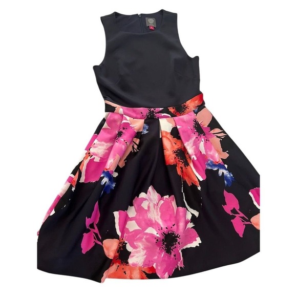 Vince Camuto Women's Floral Cocktail Dress Size 6 Navy Pink Sleeveless paid $98 - Picture 1 of 5